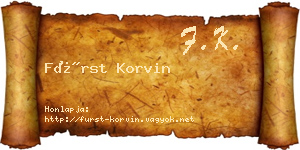 Fürst Korvin névjegykártya
